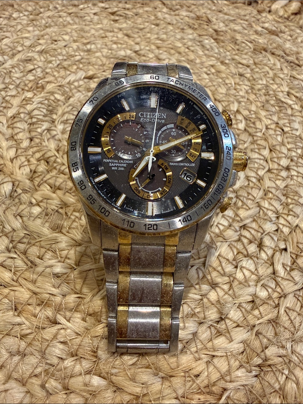 Citizen Two-Tone Chronograph Watch - Black & Gold